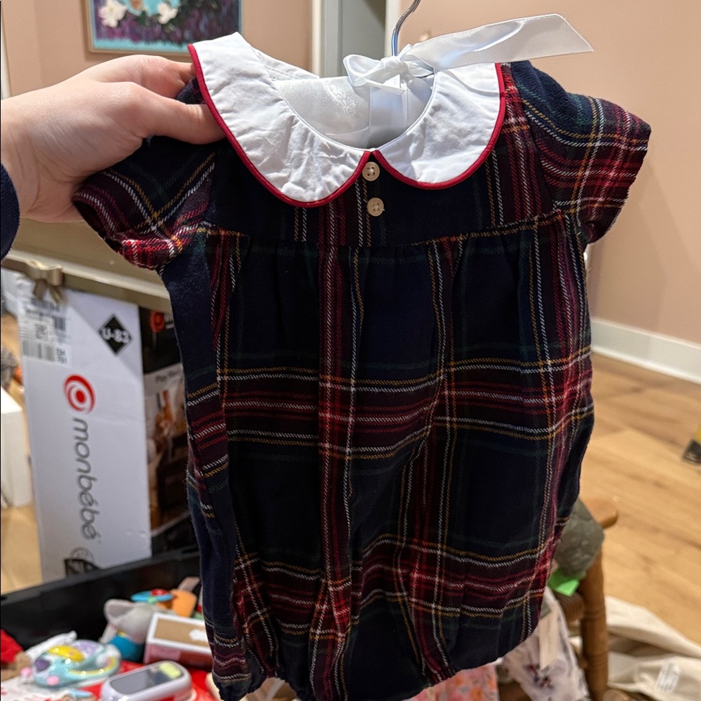NWT Edgehill Collection Plaid Baby Onesie Outfit